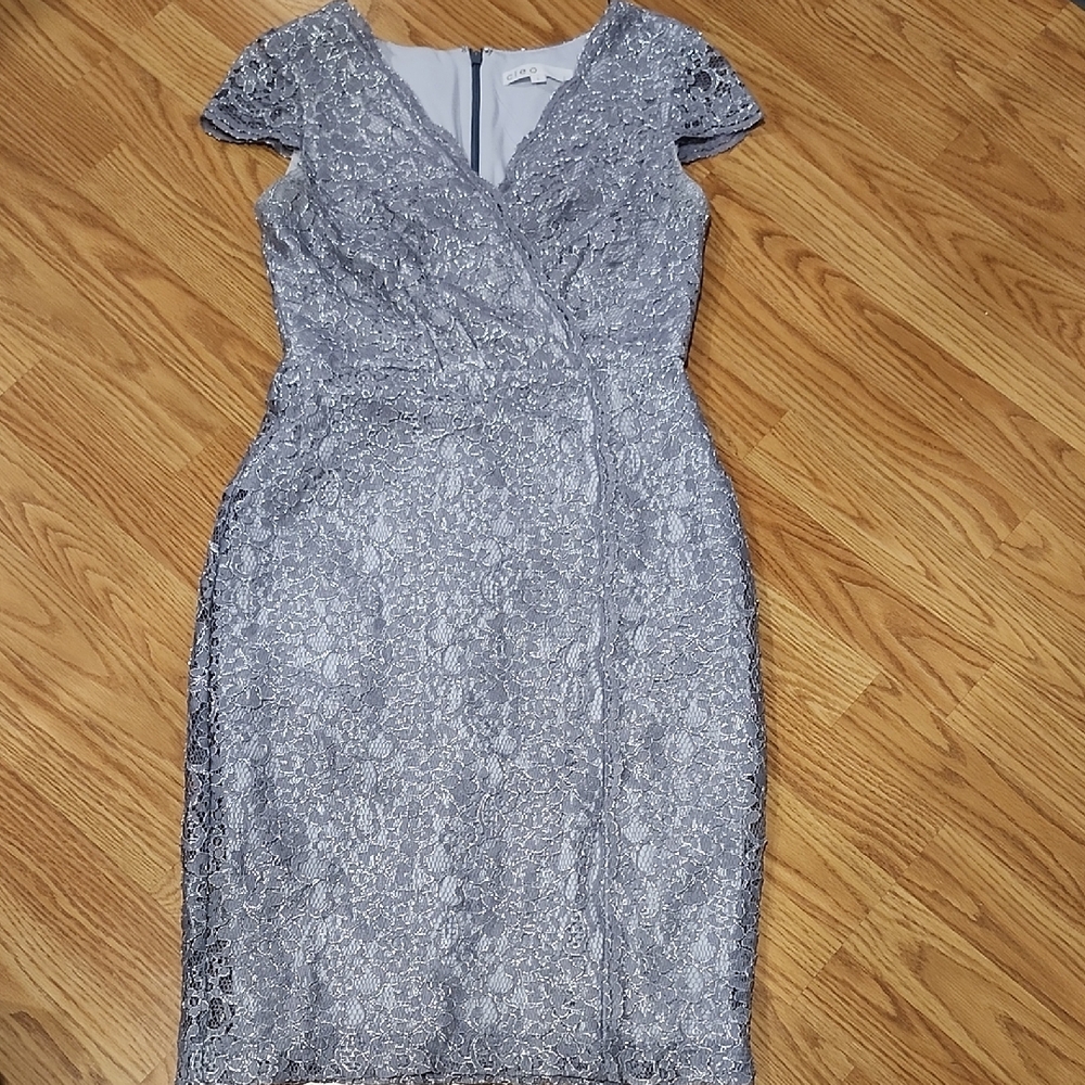 Cleo Lace Midi Dress in Silver Gray